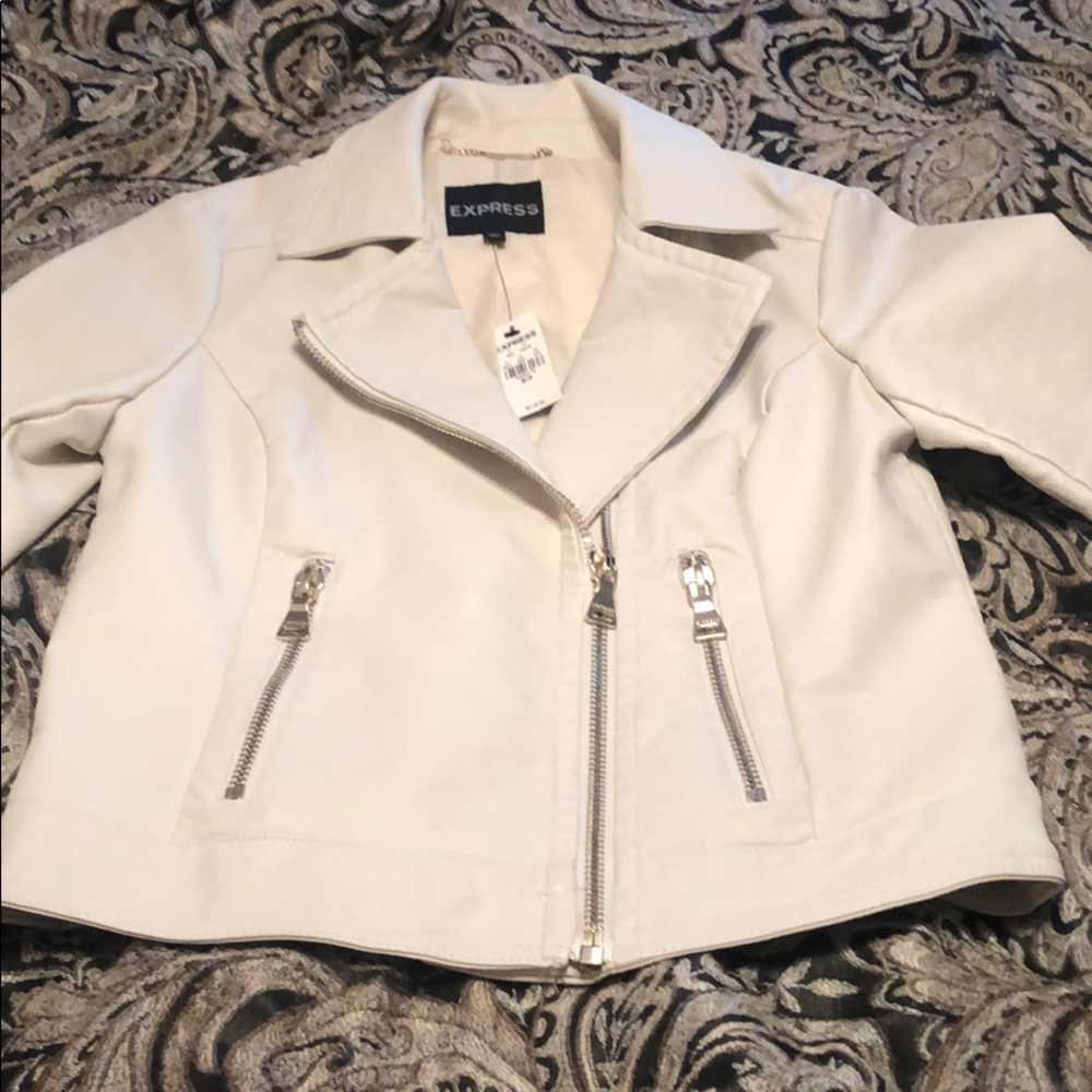 EXPRESS Cream Faux Leather Jacket